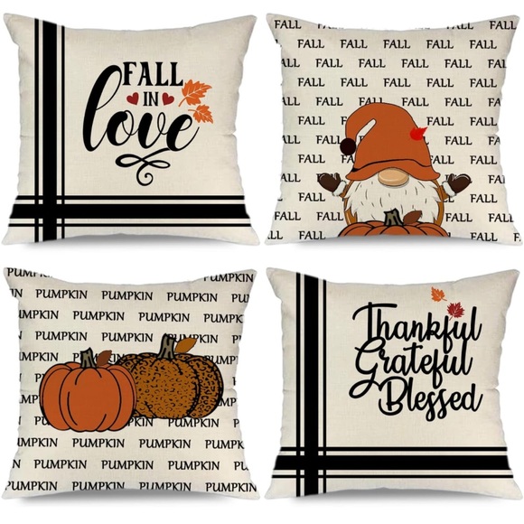 Accents Fall Pillow Covers 16x16 Set Of 4 Fall In Love Pumpkins Gnome